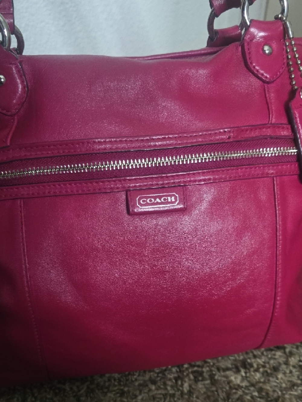 Coach Madison Sophia Pink Smooth Leather Large Tote W/ Silver Hardware (V-G)💕🩶 - Picture 3 of 13